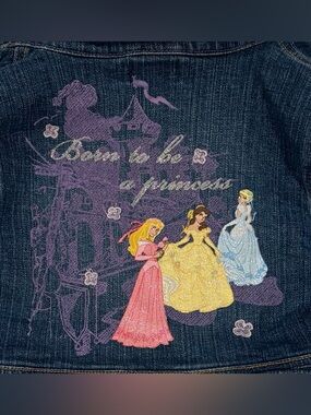 Vintage Y2K Disney Store Princess Cropped Denim Girls Jean Jacket - Size 5 to 8